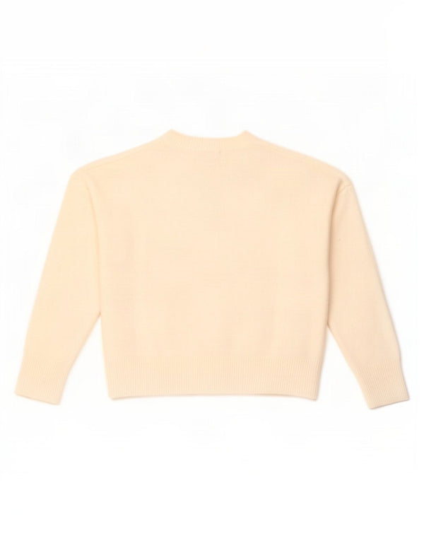 Zara Mujer Suéter De Cuello Redondo De Gran Tamaño UK 10 Small Off White