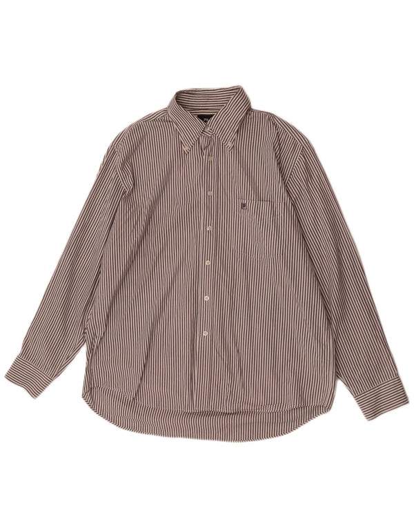 Fila Camisa Hombre XL Marrón Algodón Rayas Pintadas