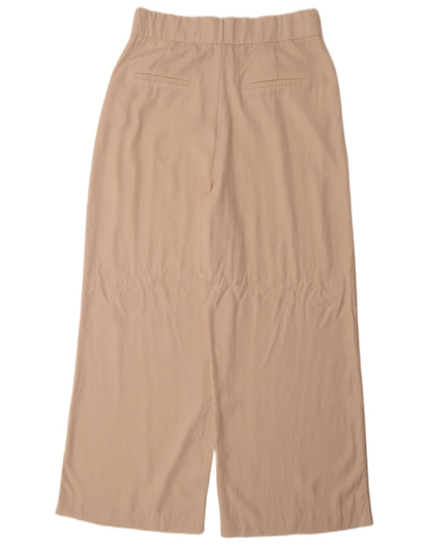 Zara Mujer Pantalón Chino Pierna Ancha De Talle Alto XL W32 L32 Beige Lyocell