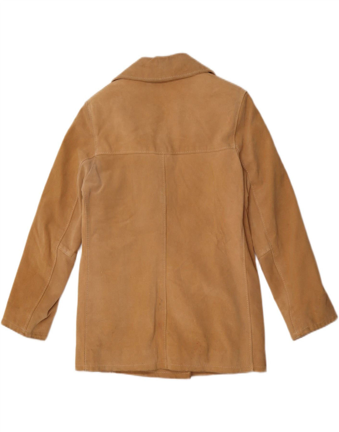 Dario Brizzi Chaqueta de ante de doble botonadura para mujer UK 10 Small Beige Leather