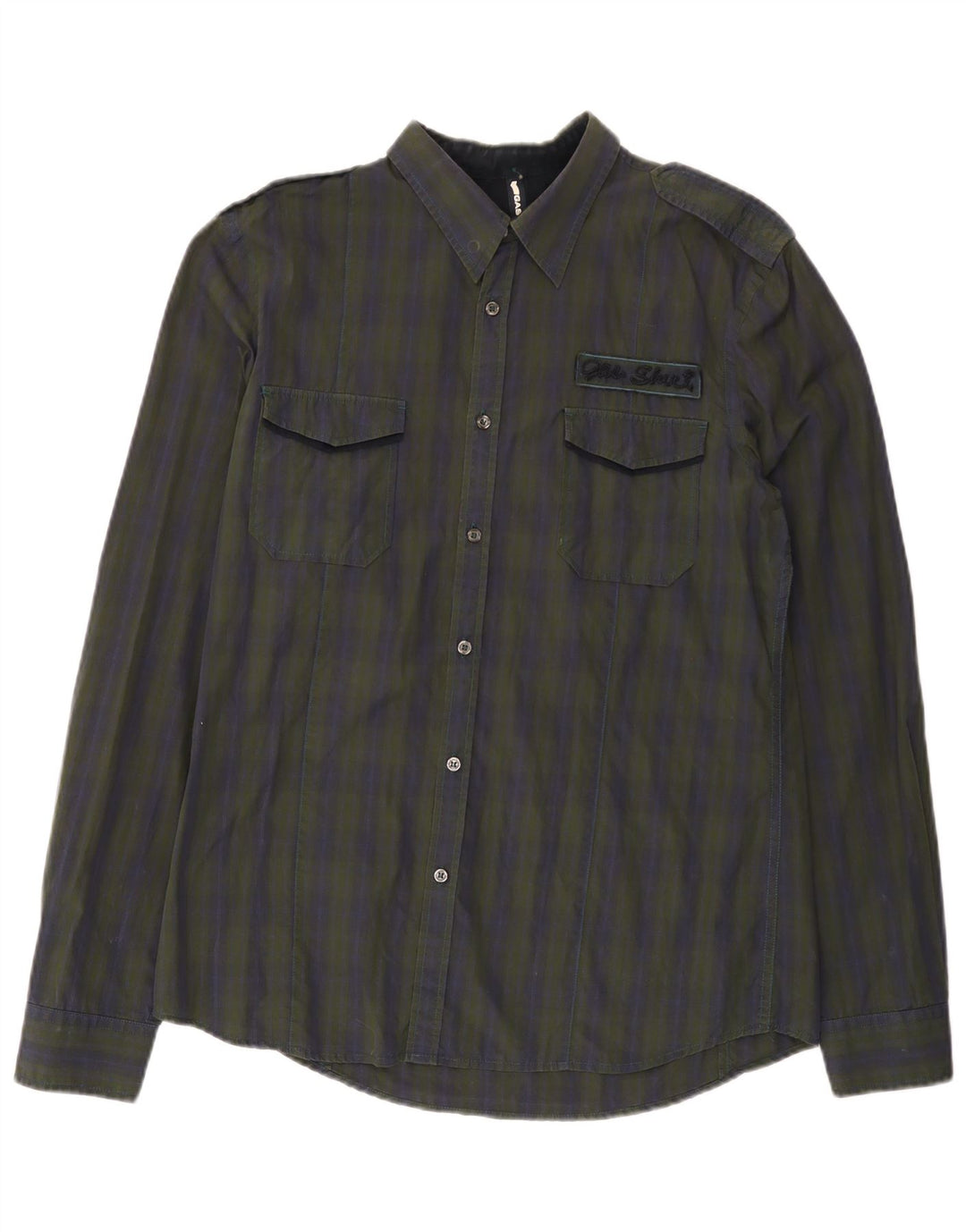 Camisa Militar Gas Hombre XL Algodón Cuadros Multicolor