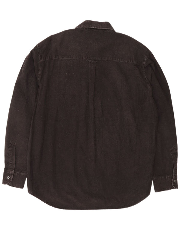 CARRERA Camisa de pana para hombre Grande Algodón negro