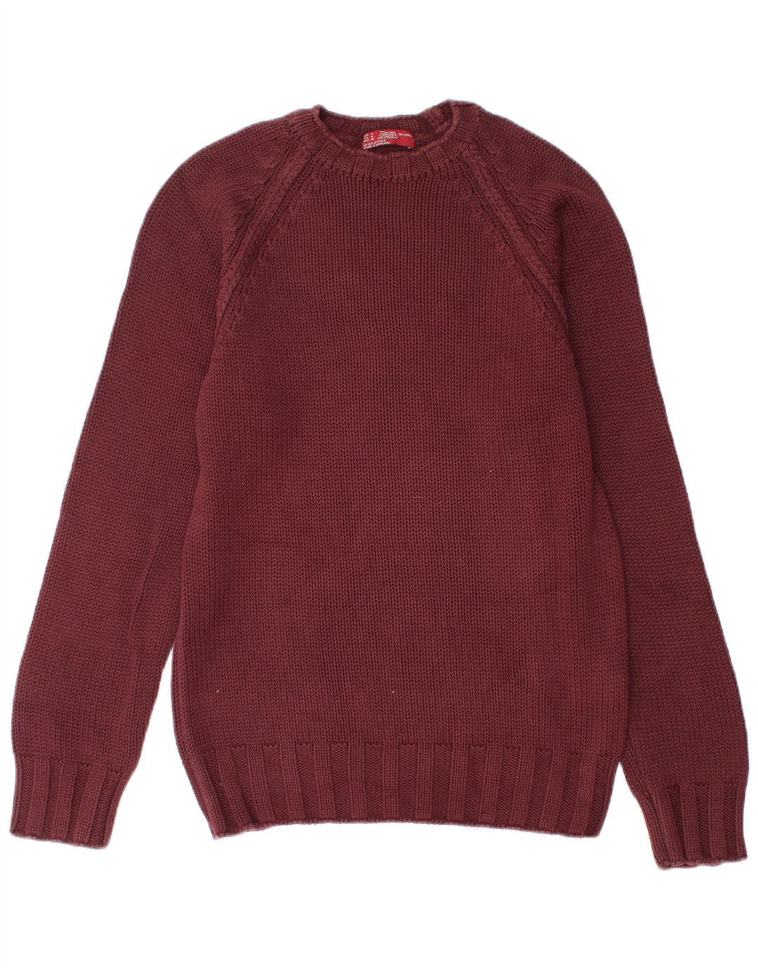 Zara Hombre Jersey Cuello Redondo Jersey Algodón Burdeos Medio