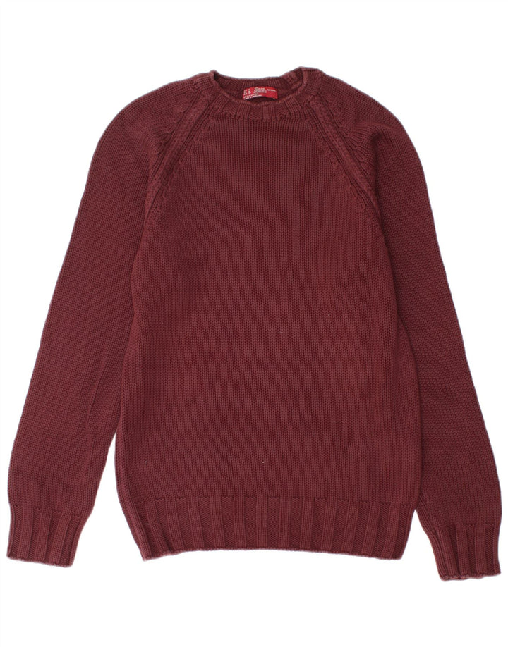 Zara Hombre Jersey Cuello Redondo Jersey Algodón Burdeos Medio