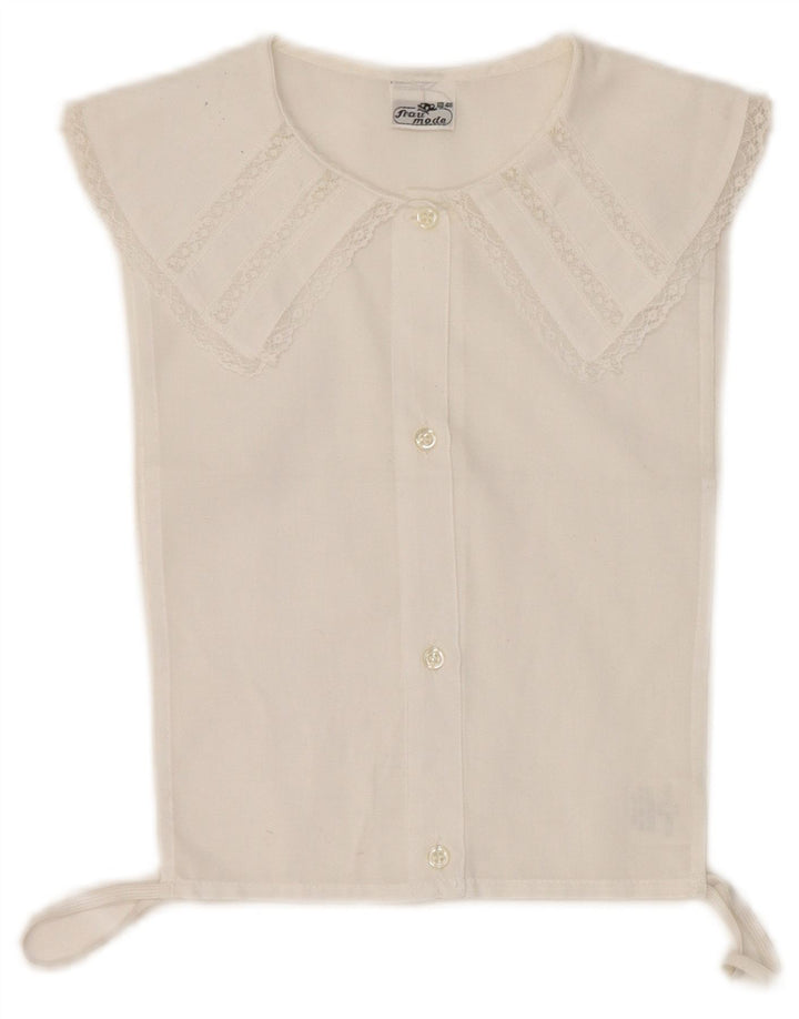 Vintage mujer camisa sin mangas blusa IT 46 poliéster blanco grande