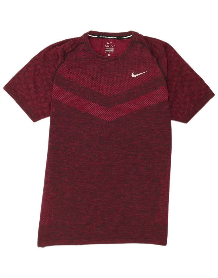 Camiseta Nike Dri Fit para hombre Top medio borgoña moteado