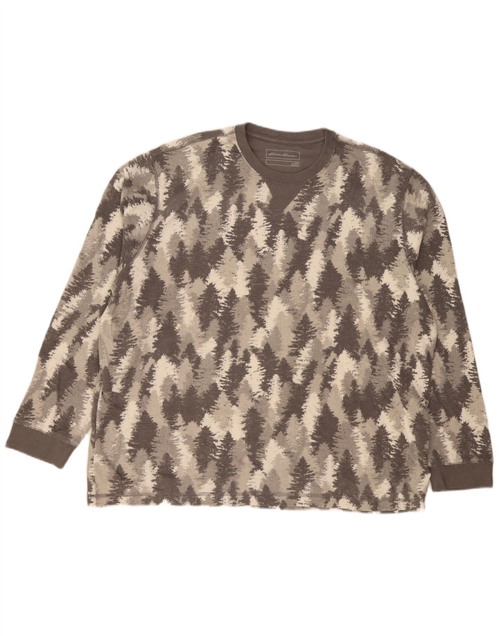 EDDIE BAUER Top con estampado abstracto para hombre, manga larga, 2XL, algodón gris
