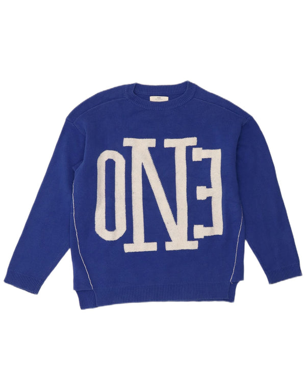 Zara Jersey con cuello redondo y gráfico para niños 11-12 años Azul
