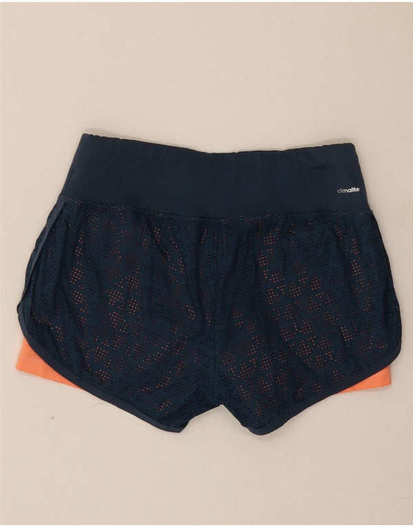 Adidas Pantalones cortos deportivos Climalite para mujer UK 6 XS Azul marino Poliéster geométrico