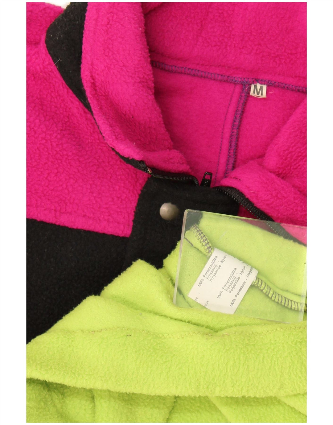 Jersey vintage de vellón con cuello y cremallera para hombre Poliéster color block verde medio