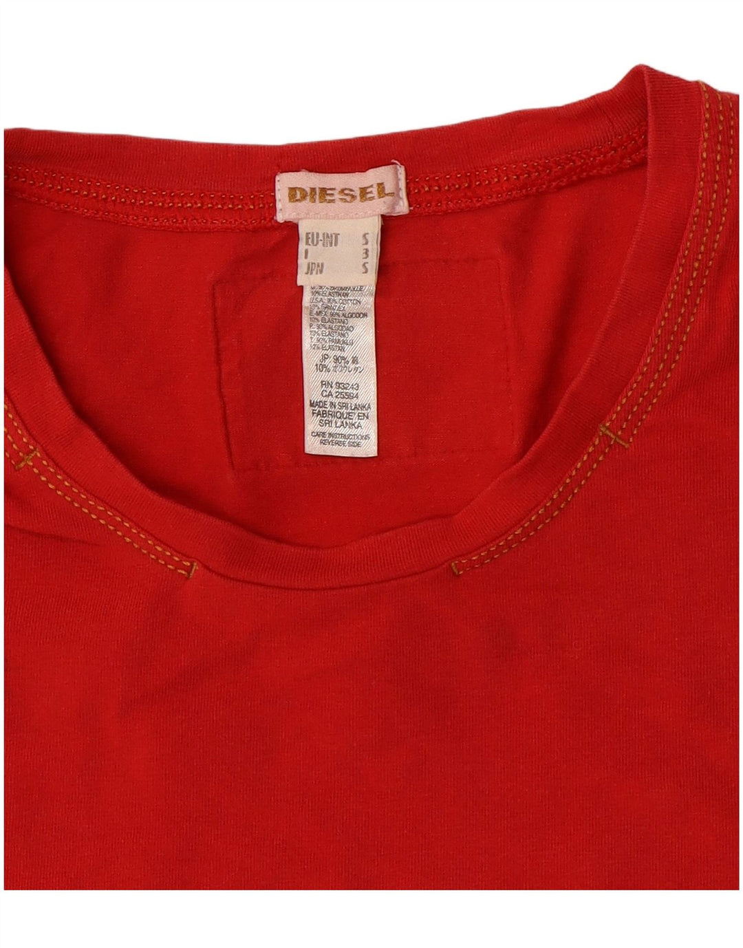 DIESEL Camiseta para mujer Top UK 10 Small Red Cotton
