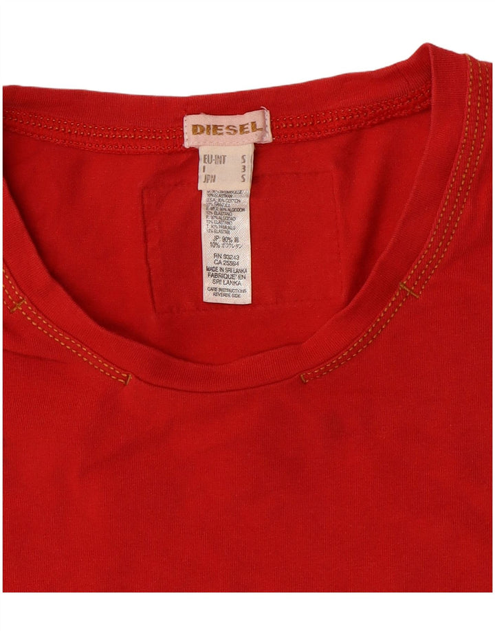 DIESEL Camiseta para mujer Top UK 10 Small Red Cotton