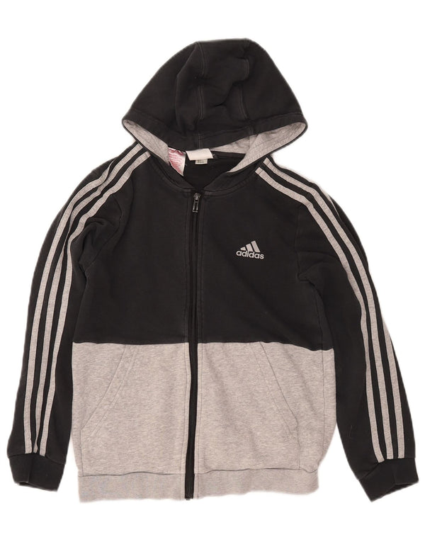 ADIDAS Sudadera con capucha y cremallera para niños 11-12 años Algodón color block negro