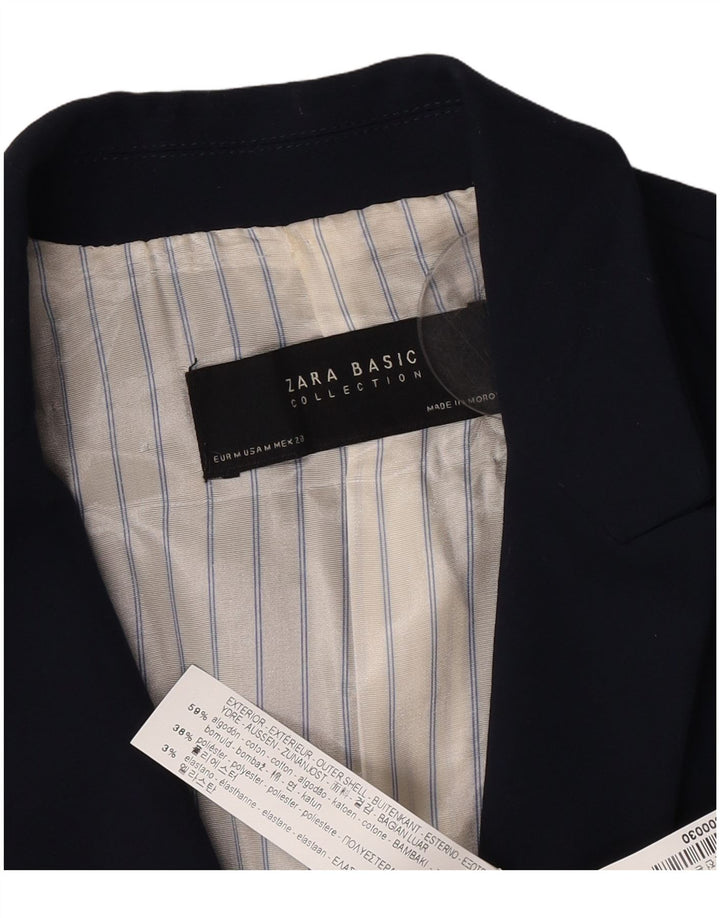 Zara - Chaqueta tipo blazer con 1 botón para mujer, Reino Unido 40, algodón azul marino mediano