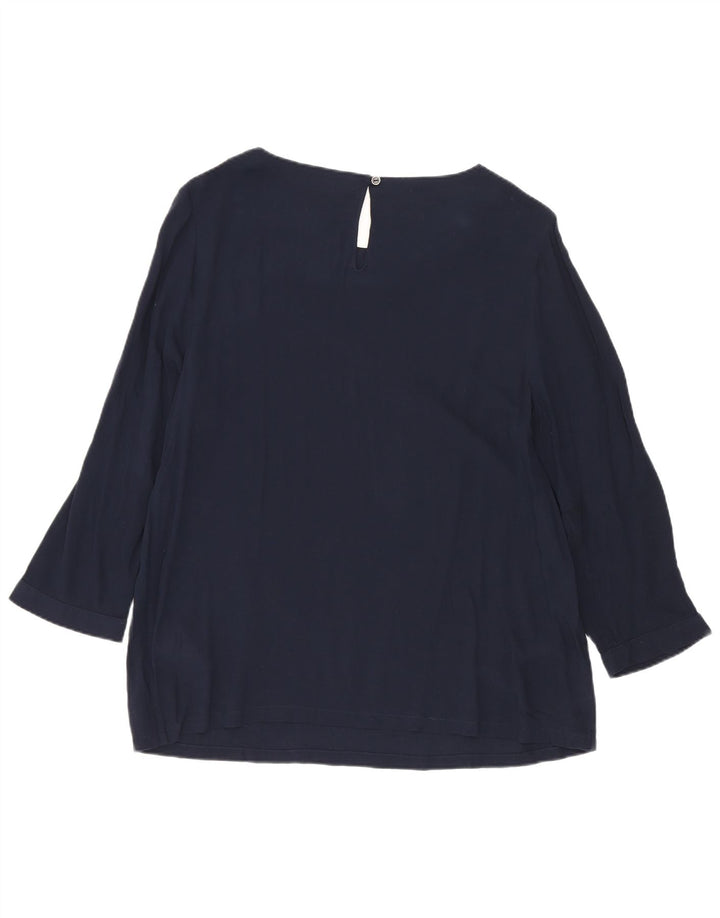 White Stuff Blusa de manga 3/4 para mujer UK 40 Small Azul marino manchado