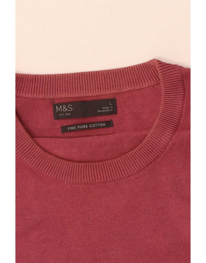 Marks & Spencer - Jersey de cuello redondo para hombre, talla grande, algodón rojo