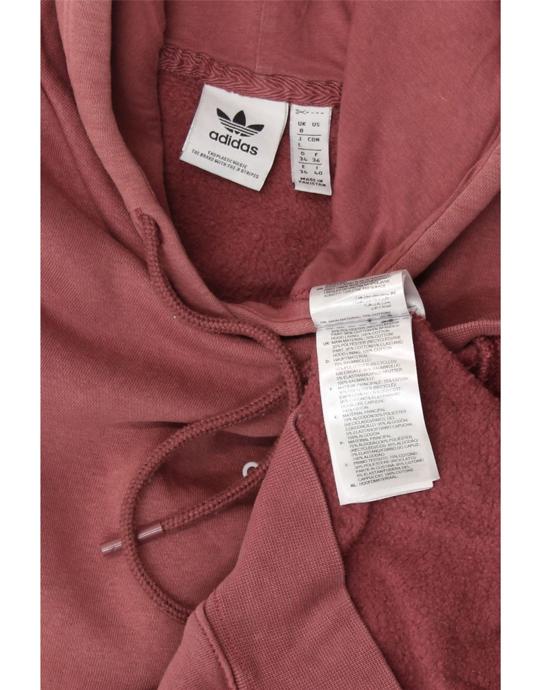 ADIDAS Jersey con capucha de gran tamaño con gráfico para mujer Reino Unido 8 Pequeño Algodón rosa