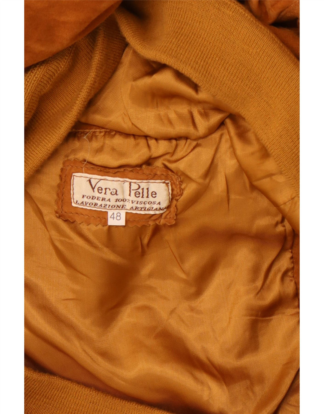 LAVORAZIONE ARTIGIANA Cazadora bomber de ante para hombre IT 48 Cuero marrón medio