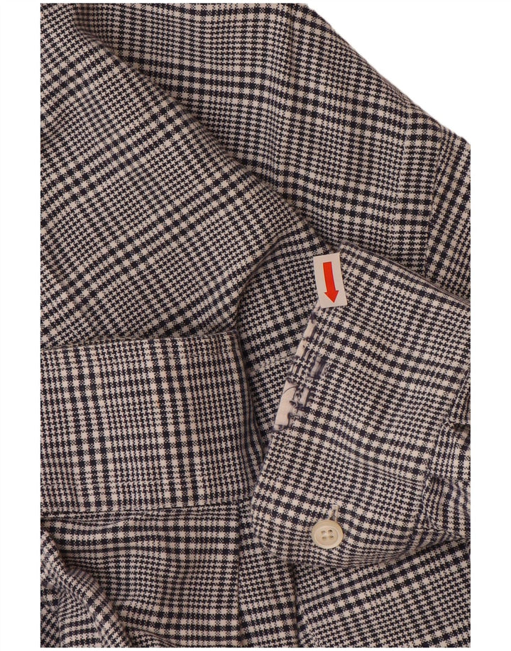 NAUTICA Camisa De Franela Hombre Mediana Azul Marino Pata De Gallo Algodón