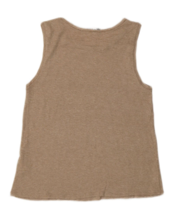 Zara Mujer Chaleco Top UK 42 Medio Viscosa Beige Moteada