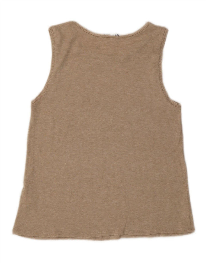 Zara Mujer Chaleco Top UK 42 Medio Viscosa Beige Moteada
