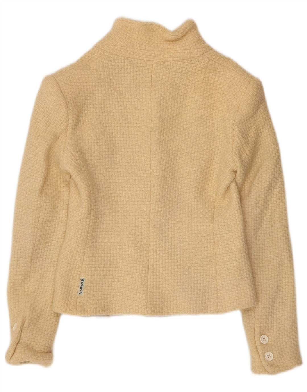 ARMANI JEANS Chaqueta tipo blazer corta de 3 botones para mujer Reino Unido 12 Lana beige mediana