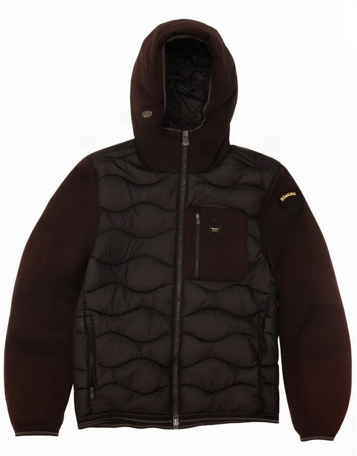 Blauer Chaqueta acolchada con capucha para hombre ES 38 Mediana Negro Colorblock Poliamida