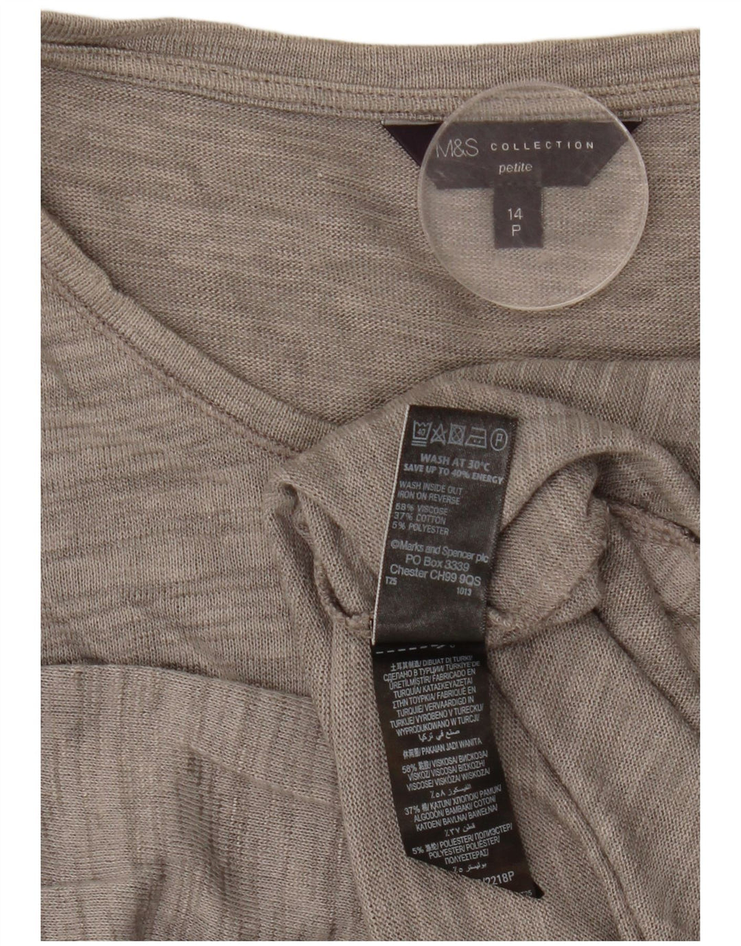 Marks & Spencer Top pequeño para mujer manga 3/4 UK 44 grande gris moteado