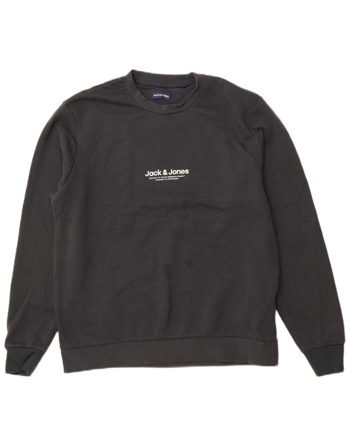 JACK & JONES Hombre Sudadera Jumper Large Gris Algodón