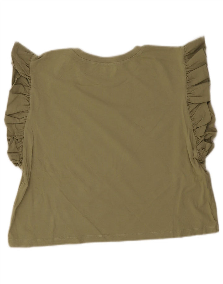 Zara Mujer Crop Top UK 42 Verde Medio