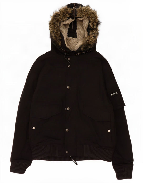 Woolrich Cazadora bomber con capucha para niño 13-14 años XL Negro