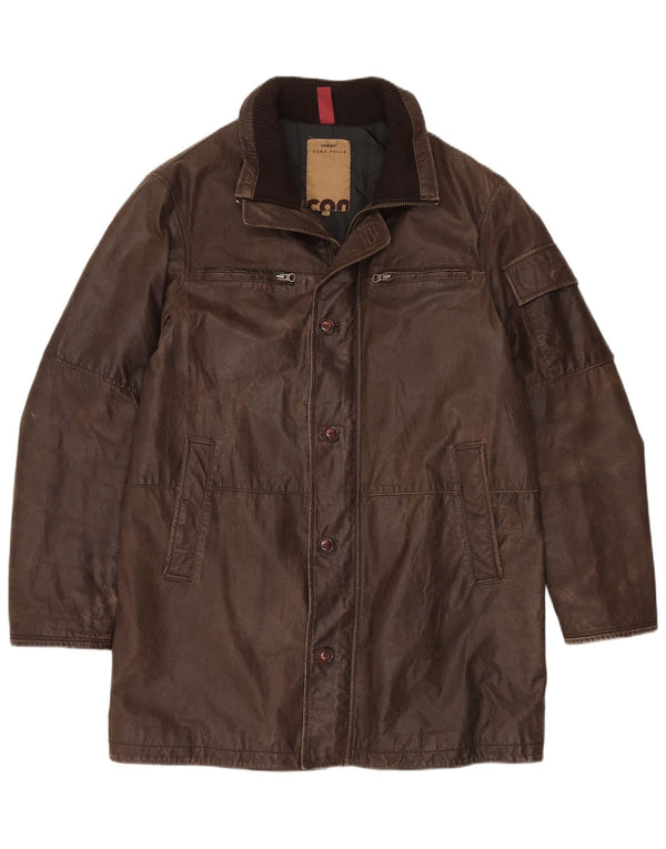 CONBIPEL Abrigo de cuero para hombre IT 52 XL Cuero marrón