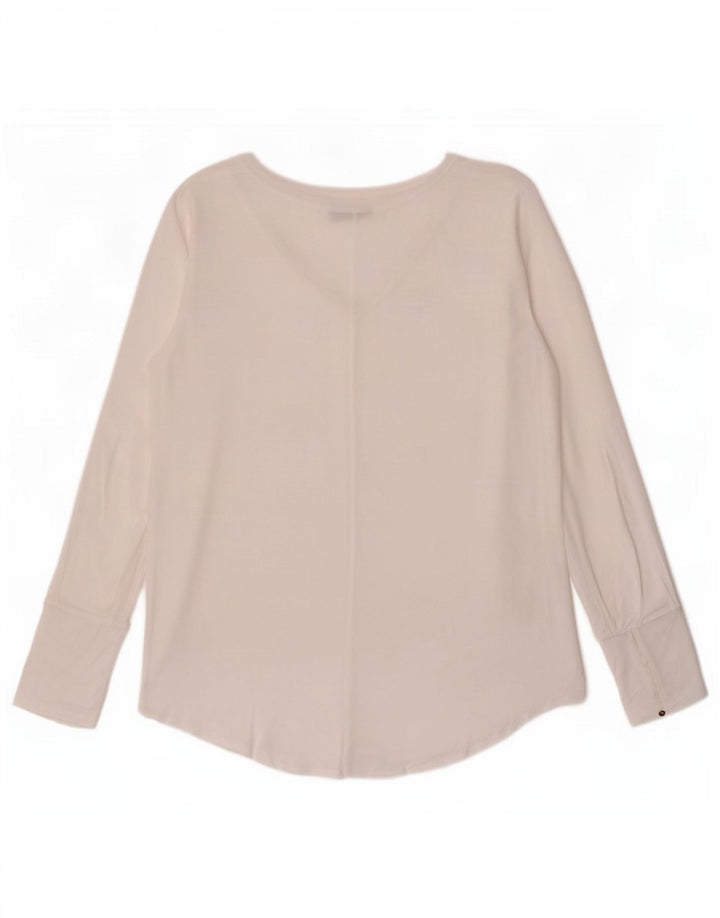 Massimo Dutti Mujer Top Transparente Manga Larga UK 42 Medium White Lyocell