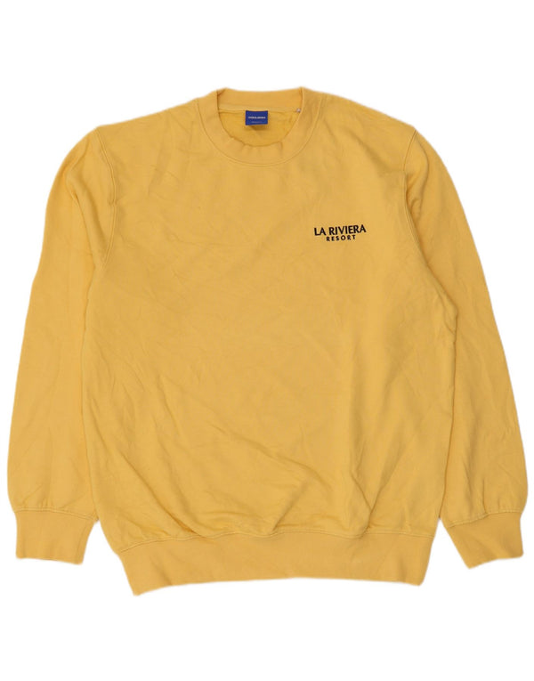 Jack & Jones Hombre Sudadera Gráfica Jumper Large Algodón Amarillo
