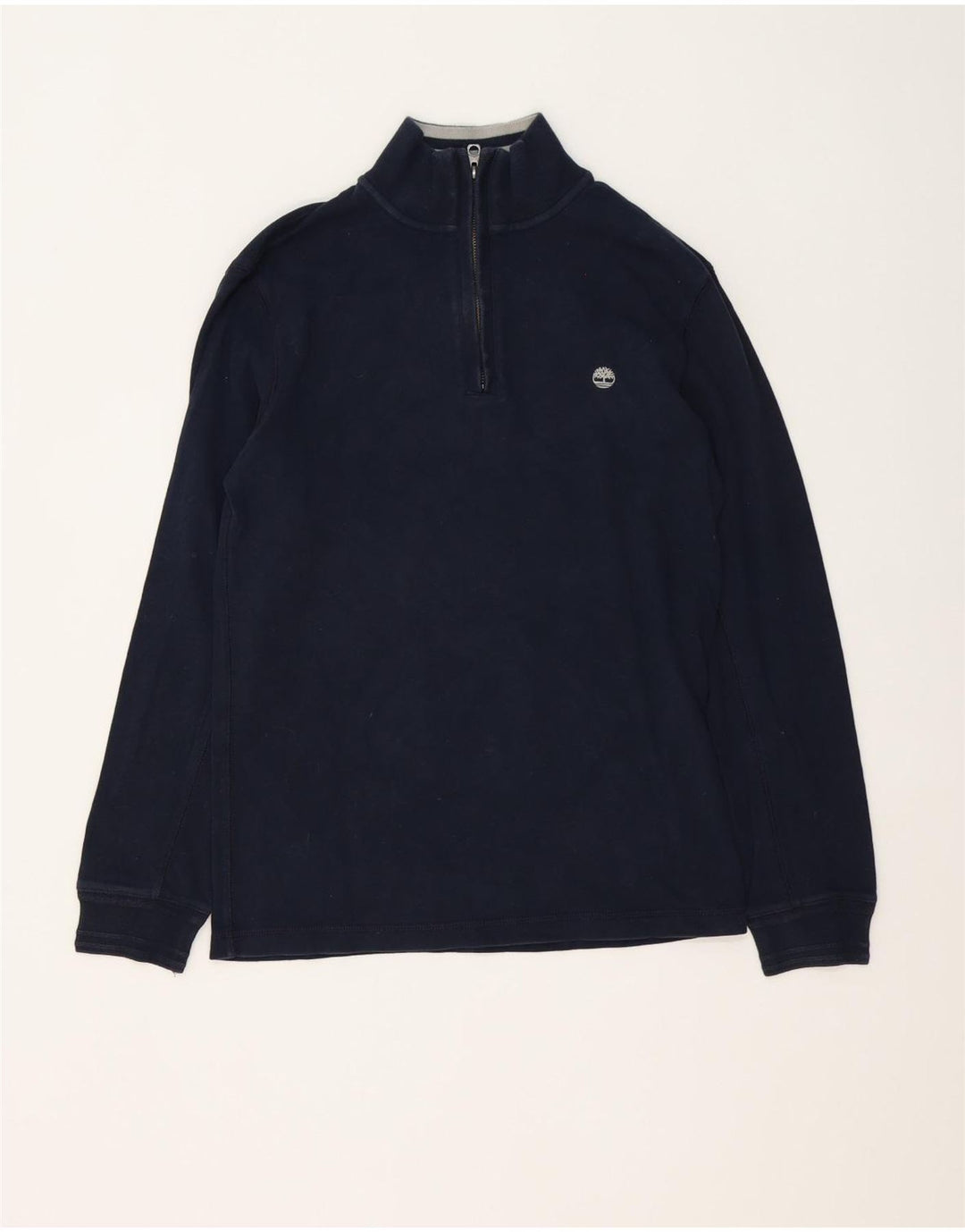 Timberland Hombre Zip Neck Sudadera Jumper Small Azul Marino Algodón