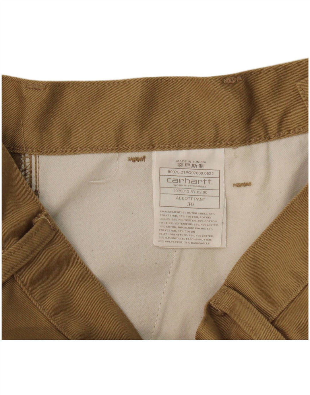 Carhartt Pantalón chino con pinzas para hombre W30 L27 Poliéster beige