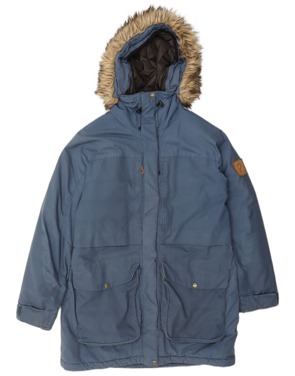 Fjall Raven - Parka con capucha para mujer, talla 40, talla grande, poliamida azul