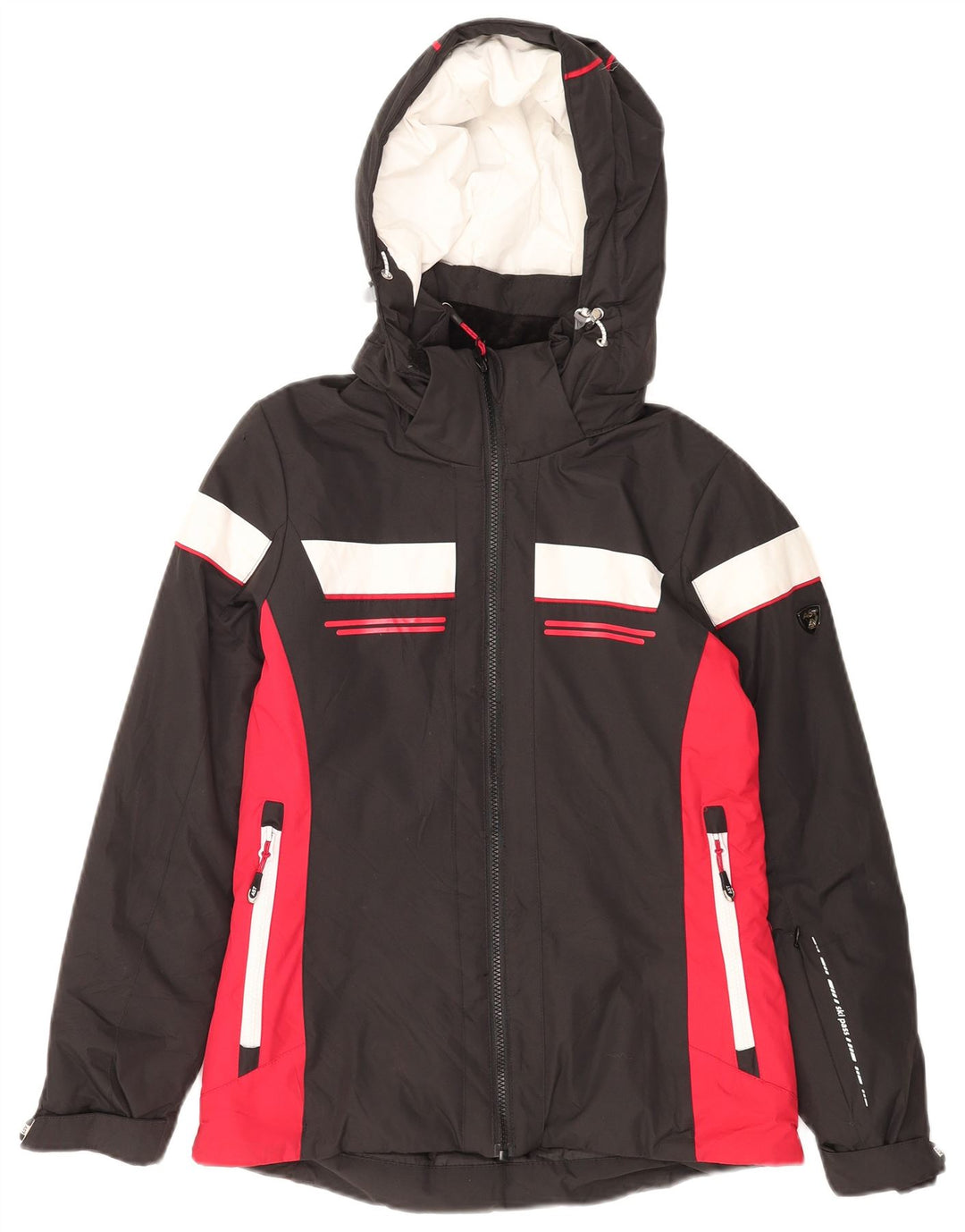 AST Chaqueta impermeable con capucha y gráfico para hombre UK 34 XS Poliéster con bloques de color negro