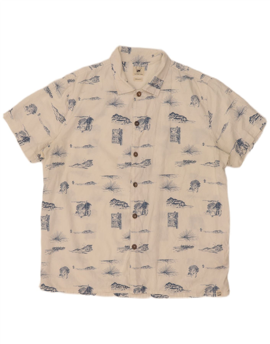 Camisa Lee De Corte Regular Con Estampado Abstracto Para Hombre Algodón Blanco Grande