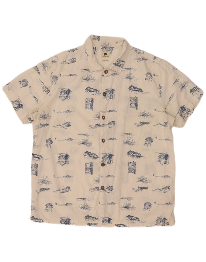 Camisa Lee De Corte Regular Con Estampado Abstracto Para Hombre Algodón Blanco Grande