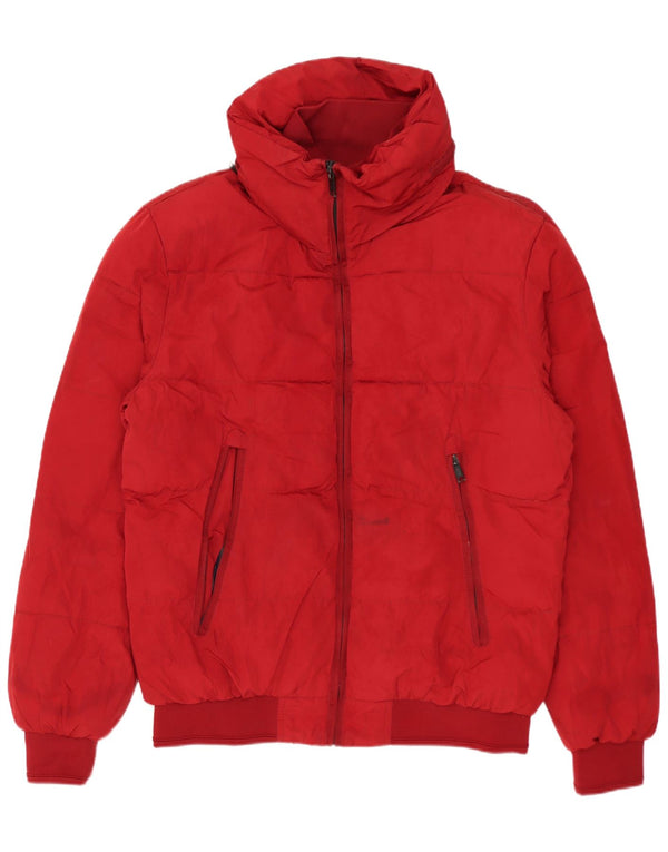 ZARA Chaqueta acolchada para hombre UK 40 Large Poliéster rojo
