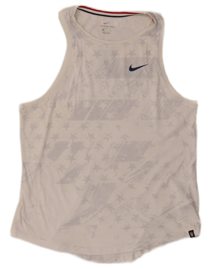 Nike Mujer Gráfico Chaleco Top UK 12 Medio Algodón Blanco