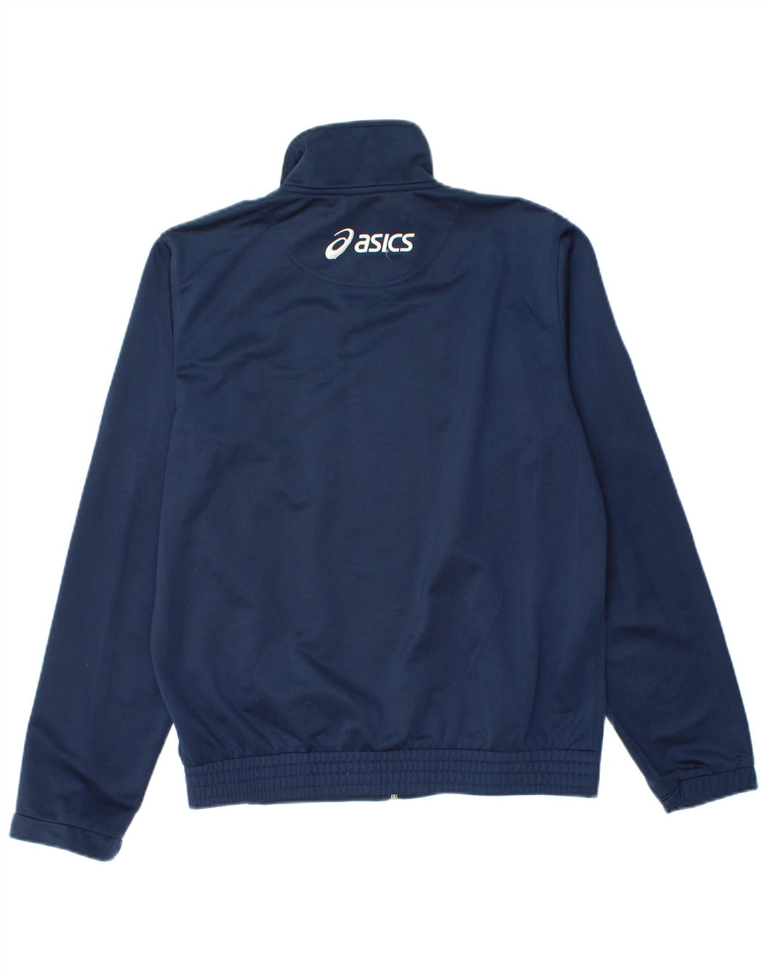 Asics Mens Chándal Top Chaqueta Pequeña Azul Marino Colorblock Poliéster