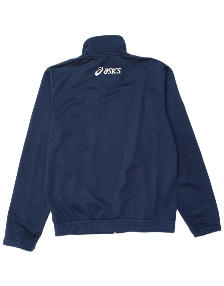 Asics Mens Chándal Top Chaqueta Pequeña Azul Marino Colorblock Poliéster