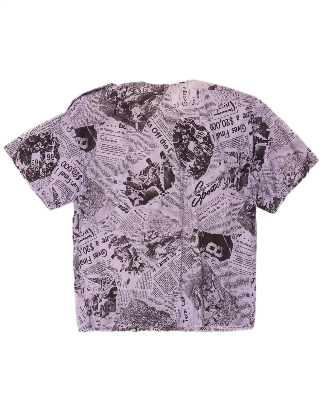 Vintage mujer gráfica manga corta camisa blusa IT 46 Lila grande