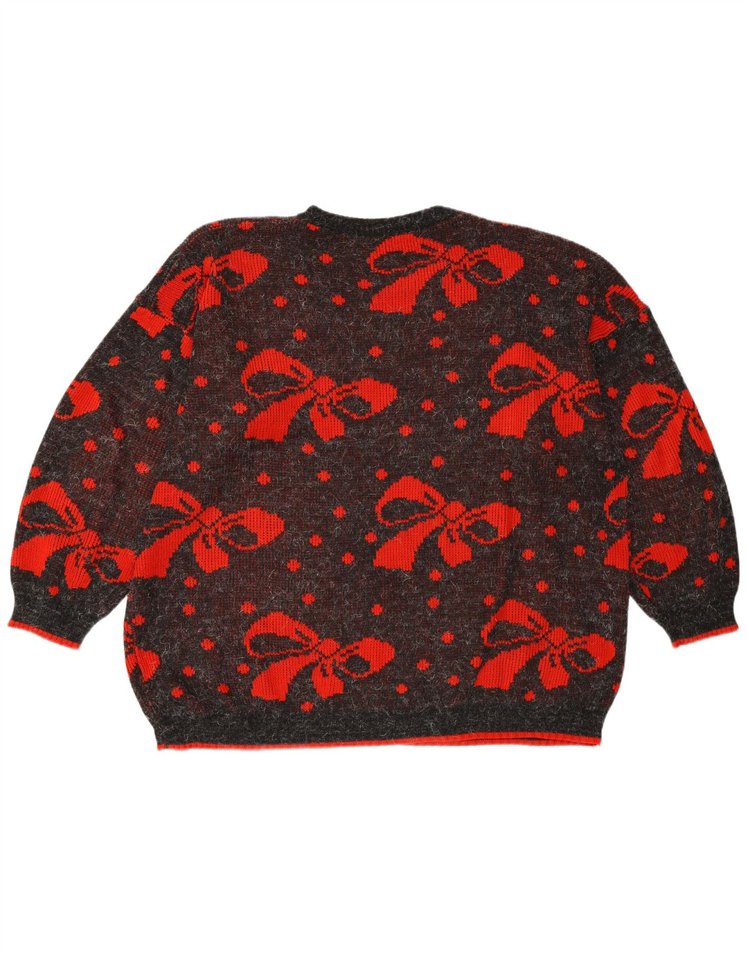 VINTAGE Suéter de cuello redondo de gran tamaño para mujer Reino Unido 22 3XL Lunares grises