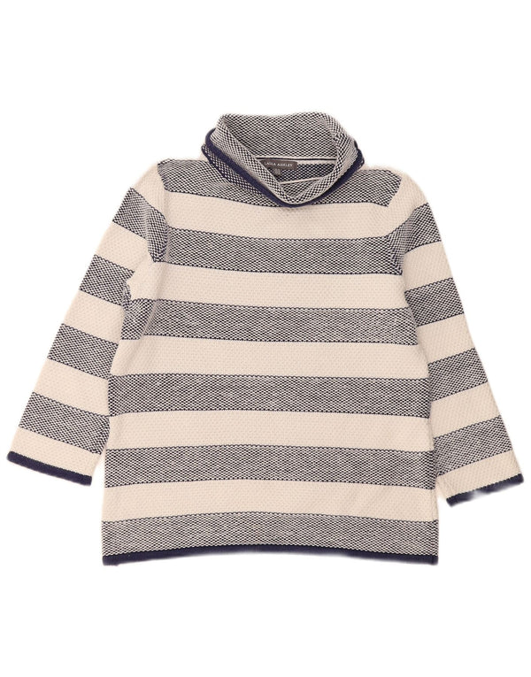 Laura Ashley - Jersey con cuello vuelto para mujer, talla 40, tamaño mediano, color azul marino a rayas