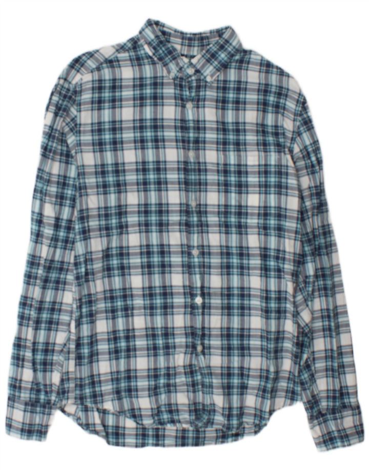 Camisa de franela para hombre J. Crew de algodón a cuadros en azul medio