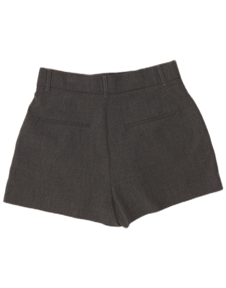 Zara Mujer Pantalones Cortos De Cintura Alta Medio W28 Gris Pata De Gallo