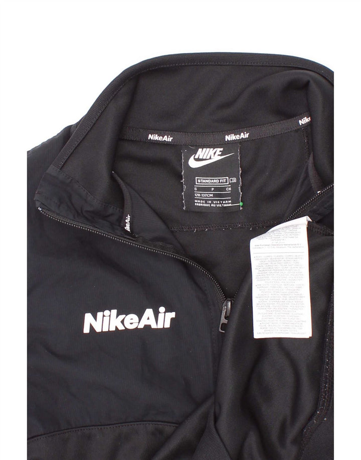Nike Sudadera con cuello con cremallera estándar para niños de 8 a 9 años, talla pequeña, color negro